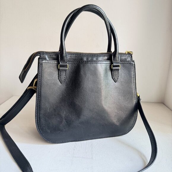 Fossil Ryder Black Leather Tore Bag w Charm - Picture 3 of 7